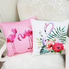 Körfez Kırlent Tropik Desen Kırlent Kılıfı 2'li  Kombin Set