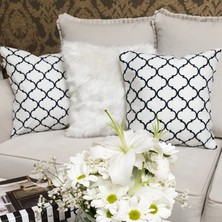 Körfez Kırlent Trend Desen ve Peluşlu Kırlent Kılıfı 3'lü Kombin Set