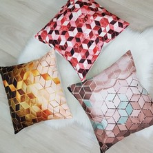 Körfez Kırlent Küpler Desen Kırlent Kılıfı 3'lü Kombin Set