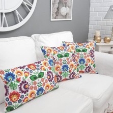 Körfez Kırlent Ilkbahar Desen Kırlent Kılıfı 3'lü Kombin Set