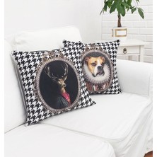 Körfez Kırlent Sevimli Hayvan Figürlü Kırlent Kılıfı 2'li  Kombin Set