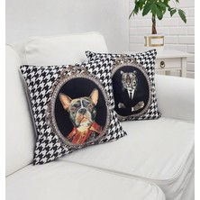 Körfez Kırlent Sevimli Hayvan Figürlü Kırlent Kılıfı 2'li  Kombin Set