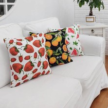 Körfez Kırlent Yaz Meyveleri Kırlent Kılıfı 3'lü Kombin Set