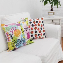 Körfez Kırlent Yaz Meyveleri Kırlent Kılıfı 2'li  Kombin Set