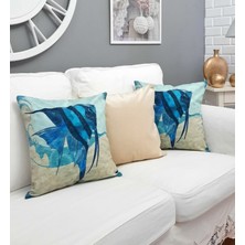 Körfez Kırlent Marin Desen Kırlent Kılıfı 3'lü Kombin Set