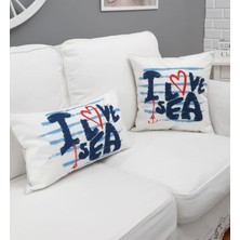 Körfez Kırlent Marin Desen Kırlent Kılıfı 2'li  Kombin Set