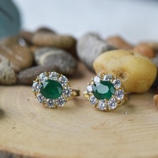 Lilarote Yeşil Taşlı Altın Küpe