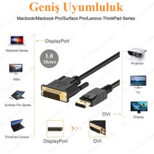 BK Teknoloji Yüksek Kalite Displayport To DVI 24+1 Kablo - 1.8 Metre