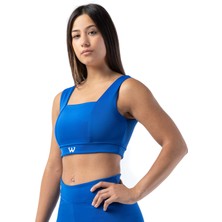 Wiawi Kadın Kalın Askılı Spor Sütyeni Atlet Esnek Crop Top - Eternity Mavi