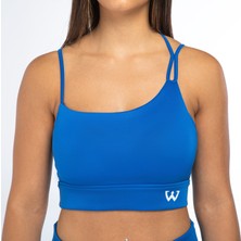 Wiawi Kadın Ince Askılı Spor Sütyeni Atlet Esnek Crop Top - Eternity Mavi