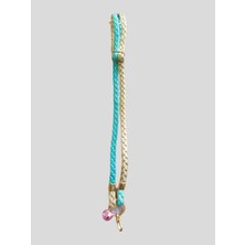 Balkonda Kedi kolyesi turkuaz sarı çıngıraklı suni deri boyun ölçüsü:16-26cm ayarlamalı cat necklace KK-1