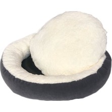 Tork Peluş Kedi Yatağı, Simit Kedi Yatağı, Küçük Irk Köpek Yatağı 50 cm Çap