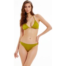 Argento Lazer Kesim Yağ Yeşili Üçgen Bikini Takımı