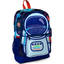 Coral High Kids Dört Bölmeli Okul Sırt Çantası Saks Mavi Astronot Desenli 23724