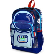 Coral High Kids Dört Bölmeli Okul Sırt Çantası Saks Mavi Astronot Desenli 23724