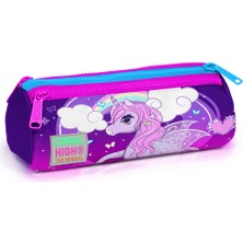 Coral High Kids Üç Bölmeli Kalem Kutusu Mor Pembe Unicorn Desenli 22008