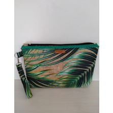 Merih Desing Store Palmiye Yaprkdesenli Clutch Çanta