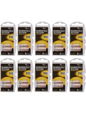 Duracell Activair 312 Numara PR41 Işitme Cihazı Pili 6'lı 10 Paket
