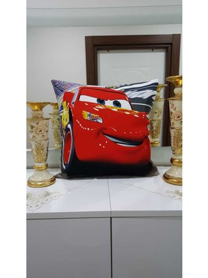Körfez Kırlent Kırmızı Spor Araba Desenli Dekoratif Kırlent Kılıfı