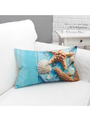 Körfez Kırlent Marin Desenli Dikdörtgen Kırlent Kılıfı