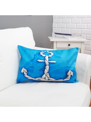 Körfez Kırlent Marin Desenli Dikdörtgen Kırlent Kılıfı