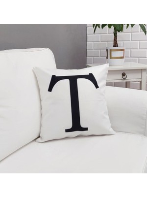 Körfez Kırlent Harf Baskılı Beyaz Kırlent Kılıfı 43X43CM