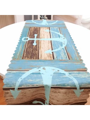 Körfez Kırlent Marin Desenli Dekoratif Runner Örtü 40X140CM
