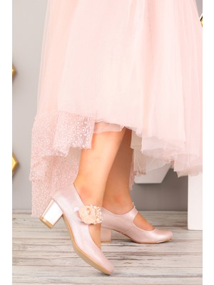 Kiko Kids Kiko 751 Vakko Günlük Kız Çocuk 4 cm Topuk Babet Ayakkabı Pudra