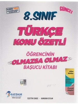 Saydam Yayınları 8. Sınıf Lgs Türkçe Olmazsa Olmaz Başucu Kitabı