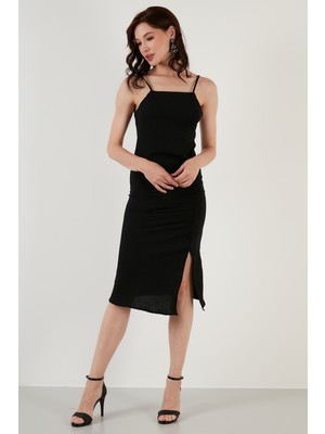 Lela Halter Yaka Ip Askılı Yırtmaçlı Elbise Bayan Elbise 6057149