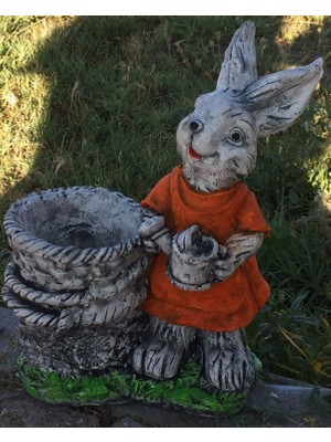 LS BOTANİK Bayan Tavşan Turuncu Bahçe Heykeli  Biblosu