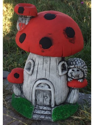 Ls botanik Mantar ev KIRMIZI Bahçe heykeli  biblosu