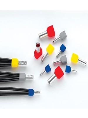 Terminalsan 2,5 mm Çift Girişli Kablo Yüksük F10 L14 Gri 250AD Fransız Norm