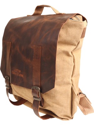 Attach Old Cotton Cargo Su Geçirmez Sırt Çantası 7179 Camel