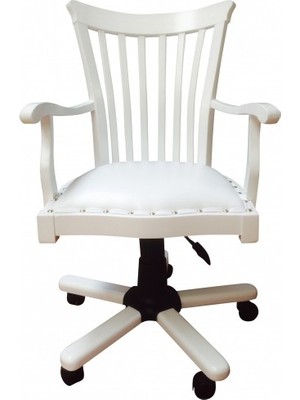 Mobilya Baba Şerit Çalışma Koltuğu Amortisörlü Beyaz