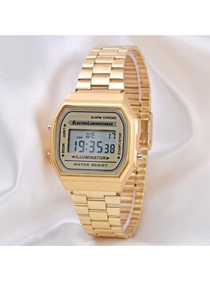 Saattino Sarı LED Ekranlı Kare Vintage&retro Erkek Unisex Kol Saat ST-304130