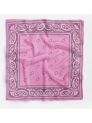 New Obsessions Şal Desenli Kare Koton Bandana Fular