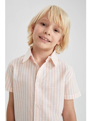 DeFacto Erkek Çocuk Regular Fit Polo Yaka Kısa Kollu Çizgili Kısa Kollu Gömlek Z0013A622HS