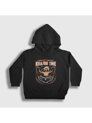 Presmono Unisex Çocuk Siyah Time Ufc Khabib Nurmagomedov Kapüşonlu Sweatshirt