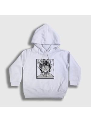 Presmono Unisex Çocuk Beyaz Cool Anime Hanma Baki Kapüşonlu Sweatshirt