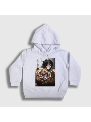 Presmono Unisex Çocuk Beyaz Ohma Tokita V3 Anime Kengan Ashura Kapüşonlu Sweatshirt