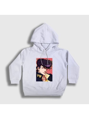Presmono Unisex Çocuk Beyaz Josuke Joestar Anime Jojo Kapüşonlu Sweatshirt