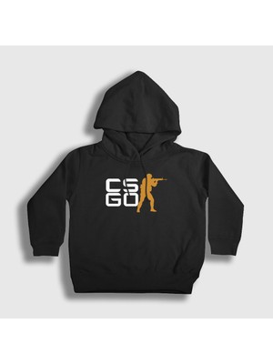 Presmono Unisex Çocuk Siyah Logo Oyun Counter Strike Cs Go Kapüşonlu Sweatshirt