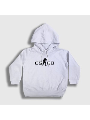 Presmono Unisex Çocuk Beyaz Logo V2 Oyun Counter Strike Cs Go Kapüşonlu Sweatshirt