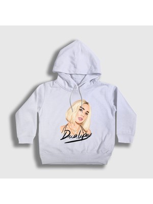 Presmono Unisex Çocuk Beyaz Blonde Dua Lipa Kapüşonlu Sweatshirt
