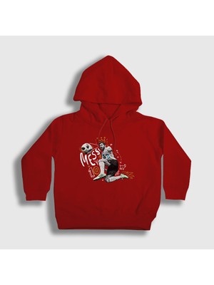 Presmono Unisex Çocuk Kırmızı 10 Argentina Soccer Futbol Lionel Messi Kapüşonlu Sweatshirt