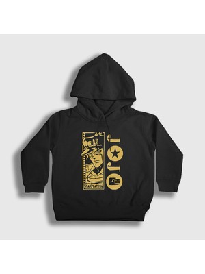 Presmono Unisex Çocuk Siyah Jotaro Kujo V3 Anime Jojo Kapüşonlu Sweatshirt