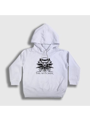 Presmono Unisex Çocuk Beyaz Logo Dizi Witcher Kapüşonlu Sweatshirt