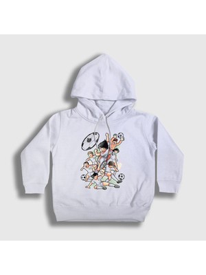 Presmono Unisex Çocuk Beyaz Niupi Futbol Anime Kaptan Captain Tsubasa Kapüşonlu Sweatshirt