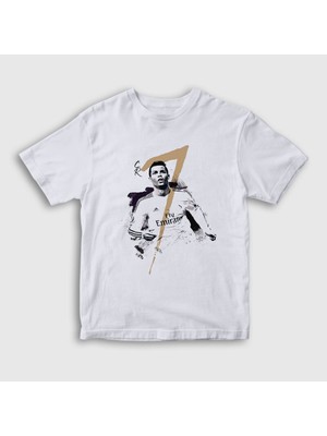 Presmono Unisex Çocuk Beyaz Real Madrid Futbol Cr7 Cristiano Ronaldo T-Shirt